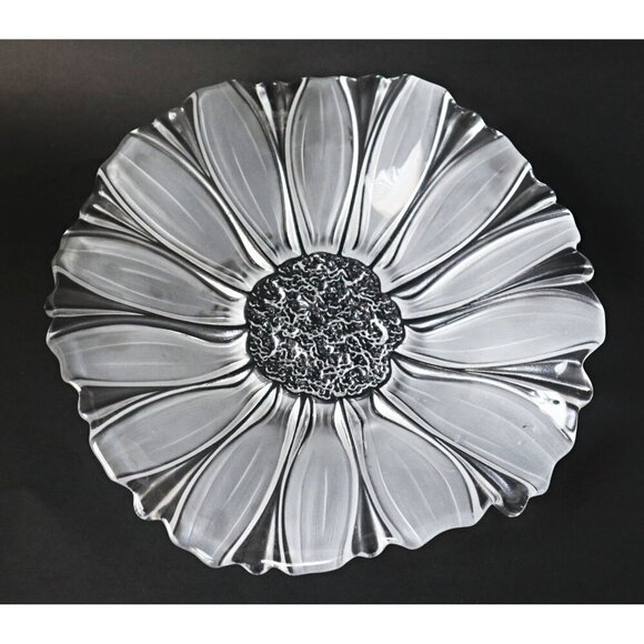Vintage Mikasa Sunflower Frosted Art Glass Platter Fruit Bowl Centerpiece - Picture 1 of 4